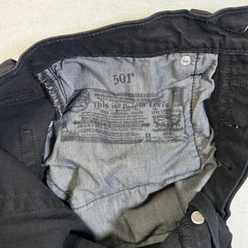 Levis 501 Original Fit Black Denim Button Fly Straight Leg Jeans W29 L30